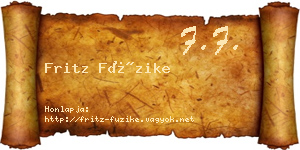 Fritz Füzike névjegykártya